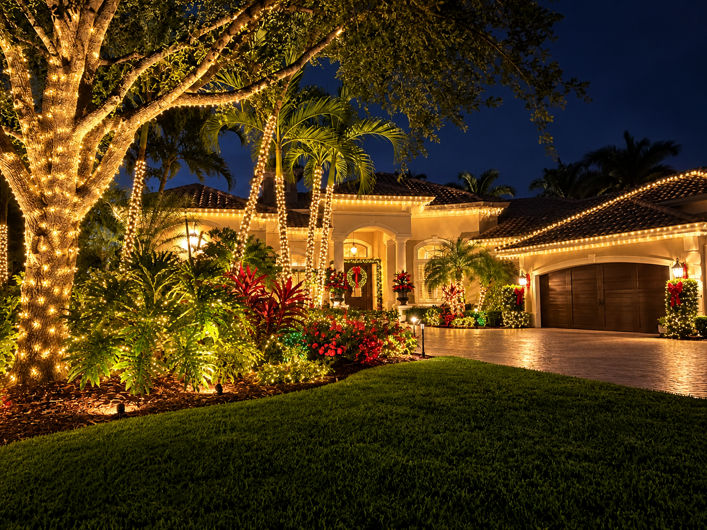 Residence before and after seasonal light installation